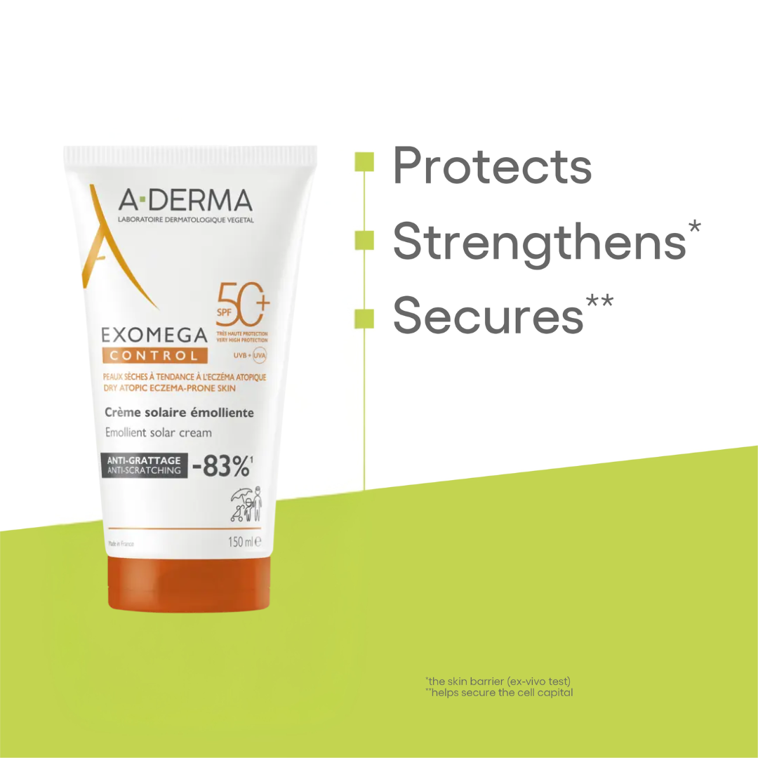 A-Derma Exomega Emollient sunscreen SPF50+ for dry to atopic skin - 150ml