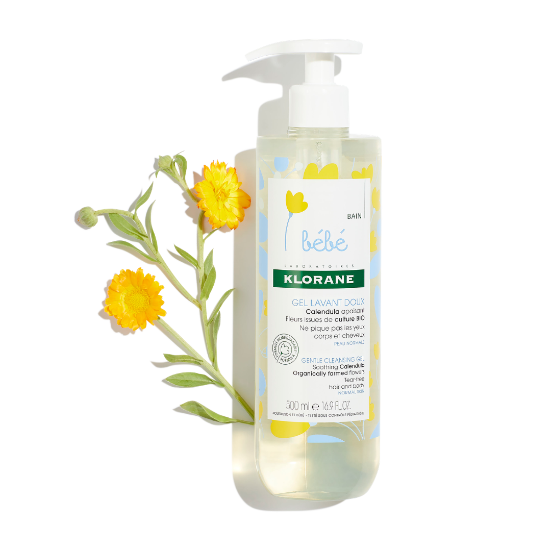 Klorane Bébé Gentle Cleansing Gel With Soothing Calendula From Organically Farmed Flowers - 500 ml