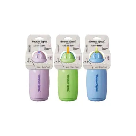 Tommee Tippee Active Straw, Spill Proof Toddler Water Bottle 12M+