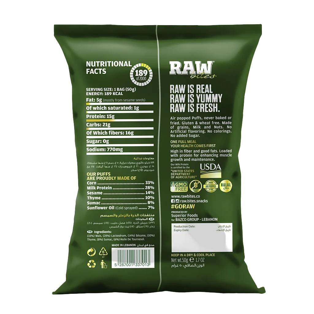 Raw Bites Protein Puffs Thyme & Sesame