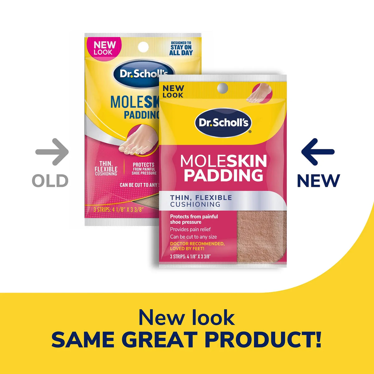Dr. Scholl’s MoleSkin Padding Thin, FLexible Cushioning - 3 strips