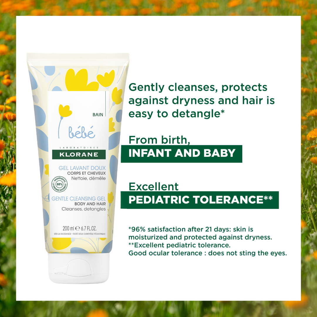 Klorane Bébé Gentle Cleansing Gel With Soothing Calendula From Organically Farmed Flowers - 200 ml