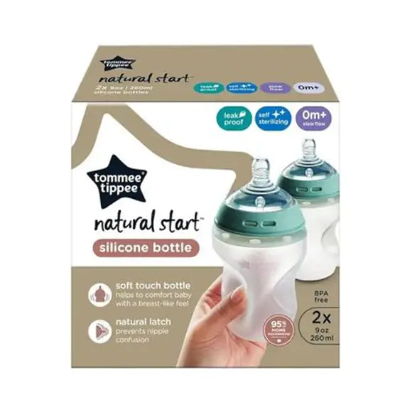 Tommee Tippee Natural Start Silicone Bottle 0M+ 2x260ml