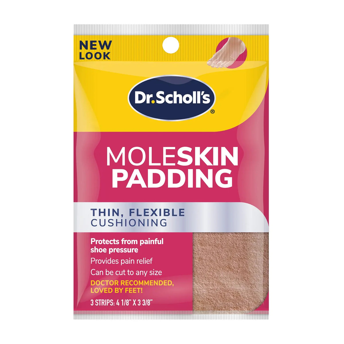 Dr. Scholl’s MoleSkin Padding Thin, FLexible Cushioning - 3 strips