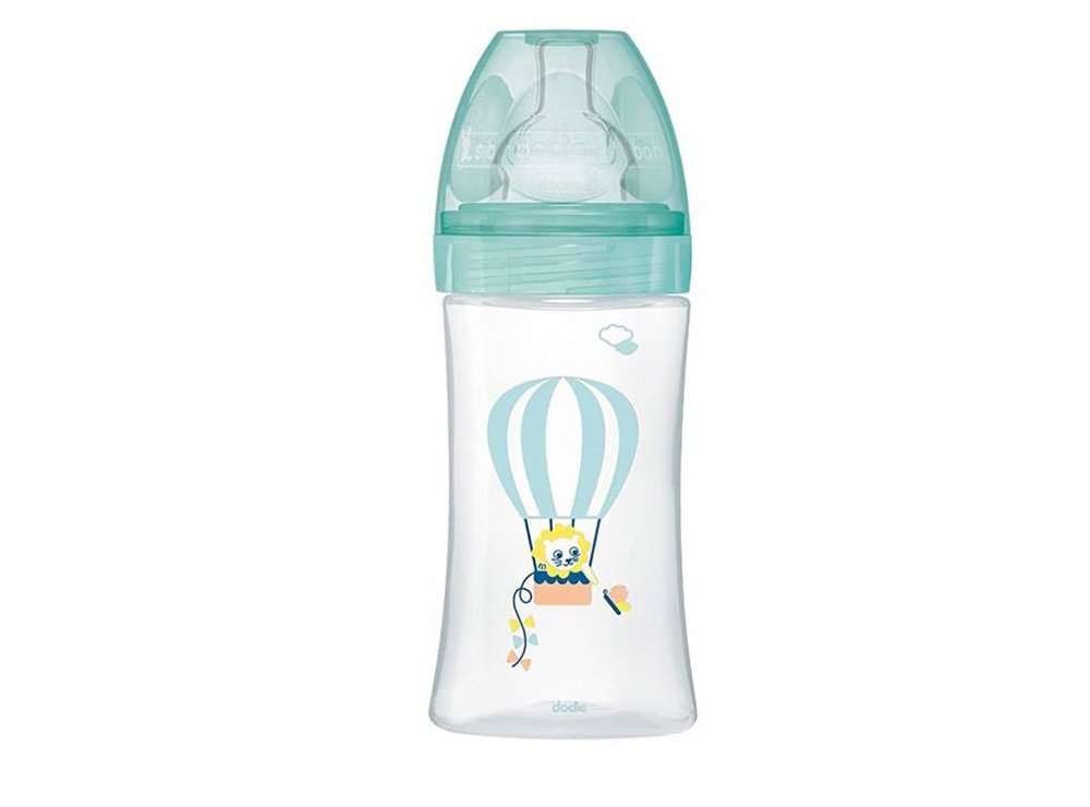 Anti-Colic Flat Teat Medium Flow Bottle 0-6M Green