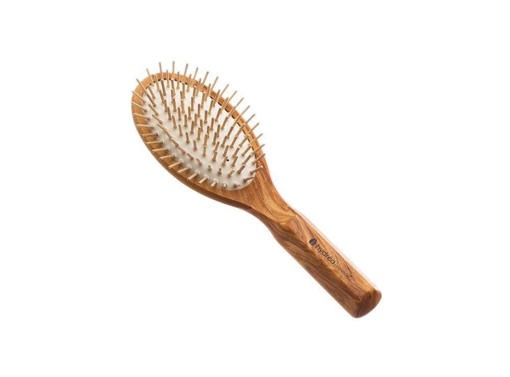 Hydrea London Luxe Olive Wood Hair Brush Travel Detangle