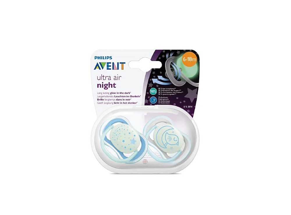 Philips Avent 2 Ultra Air Night Time Soother 6 to 18M
