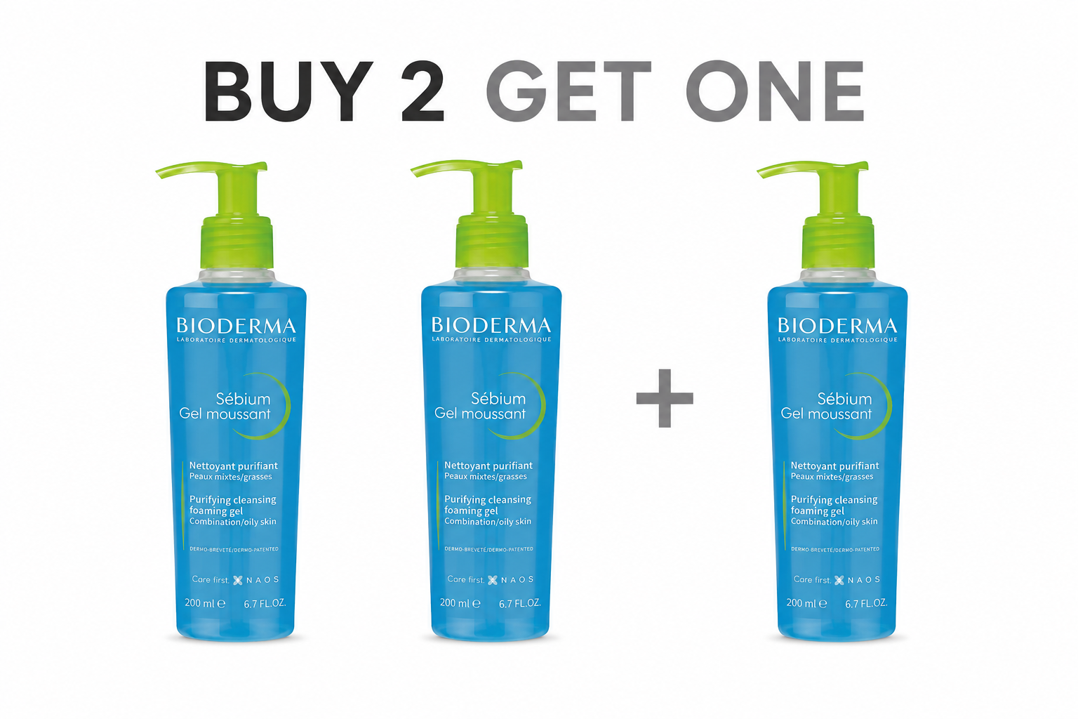 Bioderma sebium cleansing gel 200ml Buy 2 get 1 Free