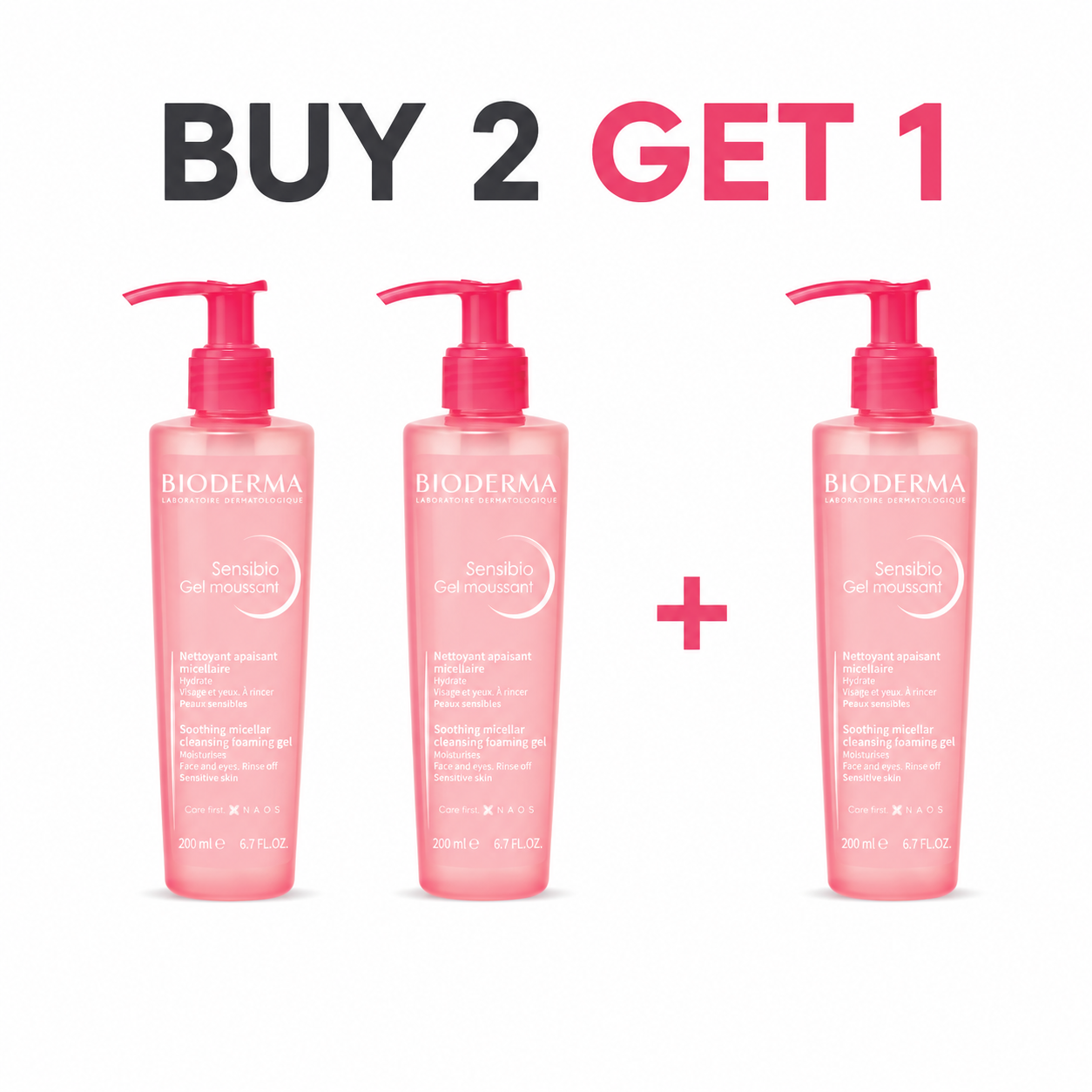 Bioderma Sensibio Gel Moussant 200 ml buy 2 get 1 Free