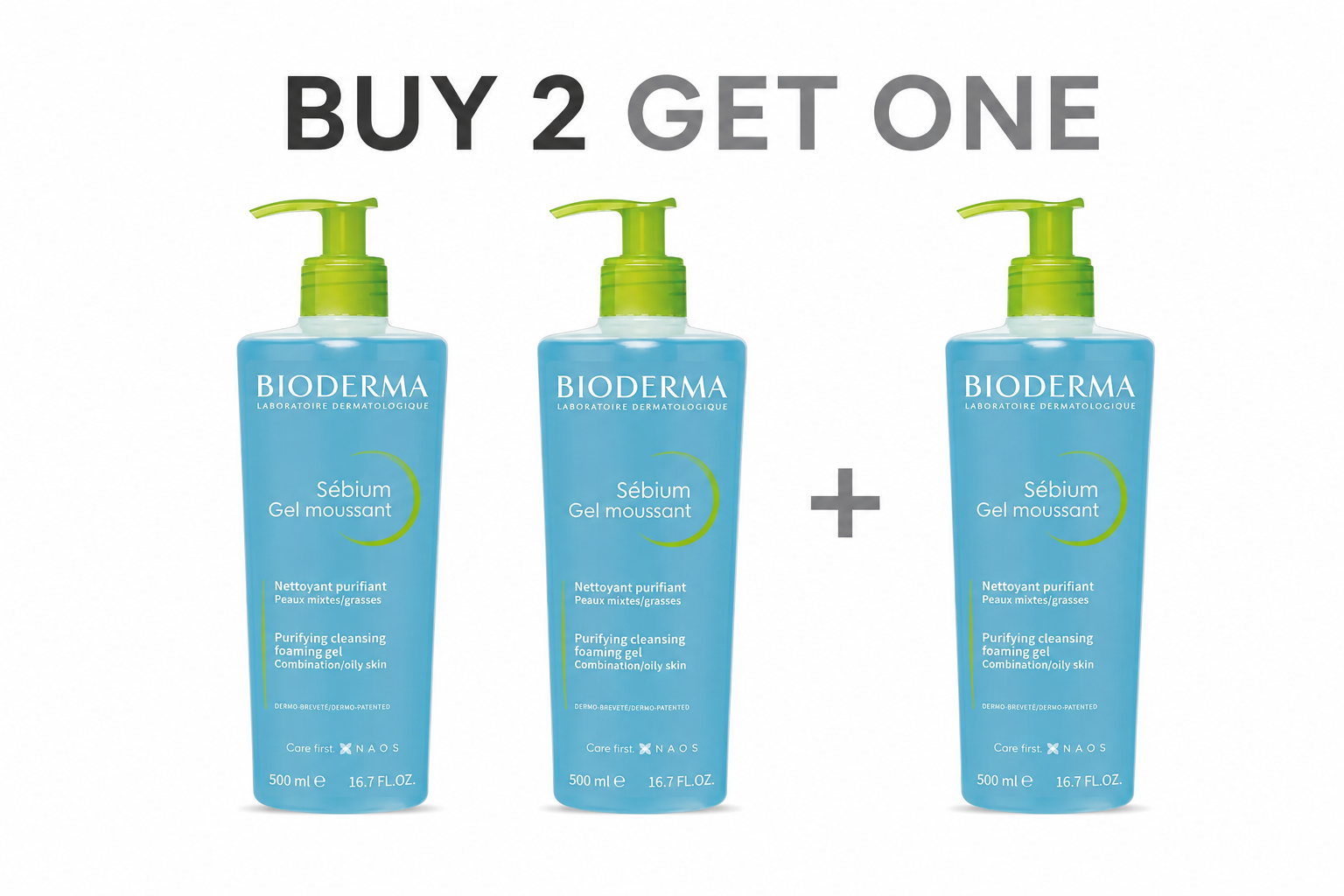 Bioderma Sebium Gel Moussant  - Buy 2 Get 1 Free 500ml