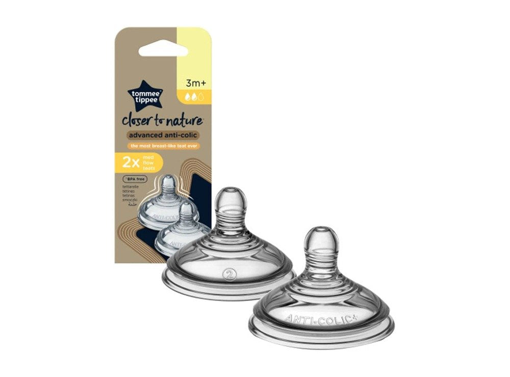 Tommee Tippee Closer To Nature Advanced Anti Colic Teats (3M+) Medium Flow