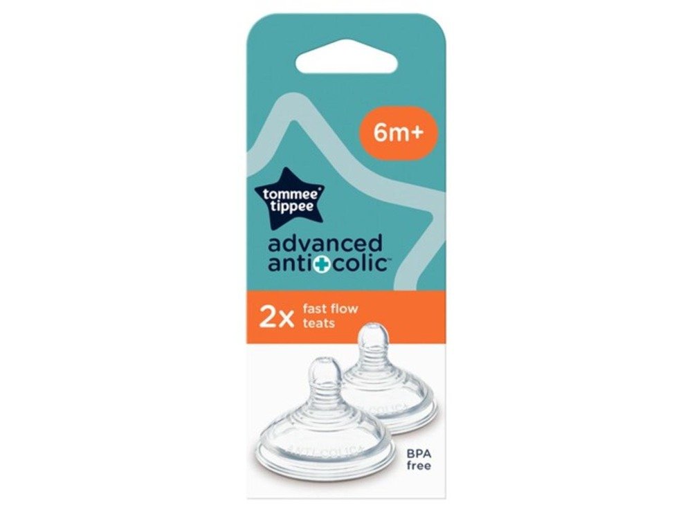 Tommee Tippee Fast Flow Advanced Anti Colic 2 Teats 6M+